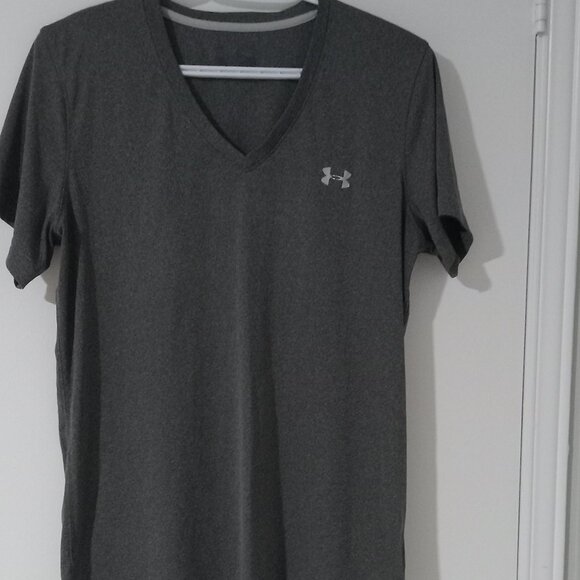Hummer T-shirt short sleeves grey colour women's size L V-neck logo H on left to - Picture 1 of 3